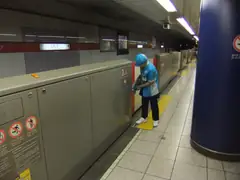 Cleaner at work in Tokyo Metro