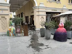 Decorated one-eyed statues