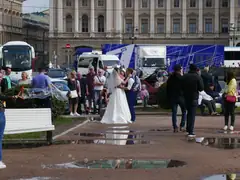 Wedding couple getting snapped in St Petersburg