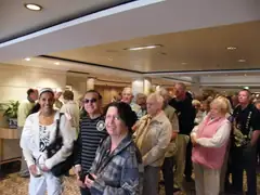 Passengers ready to go ashore