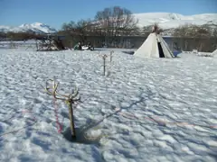 An activity was lassooing reindeer horns