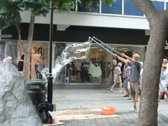 Busker blowing big bubbles in Gibraltar