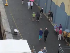 People filing off the ship in Gibraltar